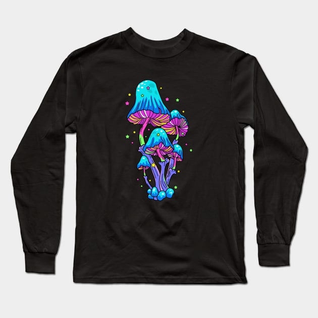 Magic Mushrooms Long Sleeve T-Shirt by valentinahramov